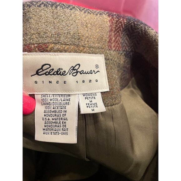 Vintage Eddie Bauer Wool Plaid Earthtones Blazer Sz MP - Picture 5 of 9